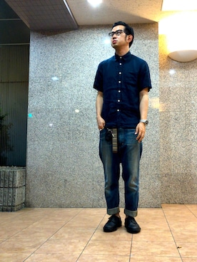「ロールアップ」｜「アイテム（その他シューズ）」を使った、n@oyaさん（メンズ・174cm）の夏コーディネート