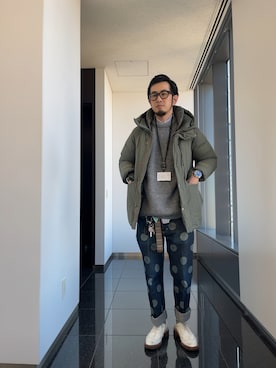 「ロールアップ」｜「アイテム（ダウンジャケット/コート）」を使った、n@oyaさん（メンズ・174cm）の冬コーディネート