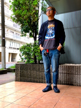 「ロールアップ」｜「アイテム（その他アウター）」を使った、n@oyaさん（メンズ・174cm）の夏コーディネート