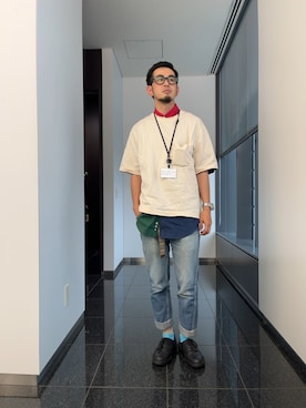 「ロールアップ」｜「アイテム（その他シューズ）」を使った、n@oyaさん（メンズ・174cm）の夏コーディネート