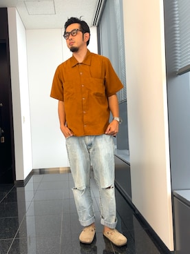 「BIRKENSTOCK（ビルケンシュトック）のBIRKENSTOCK ビルケンシュトック BOSTON-N 060461 TAUPE（サンダル）」を使った、n@oyaさん（メンズ・174cm）の夏コーディネート