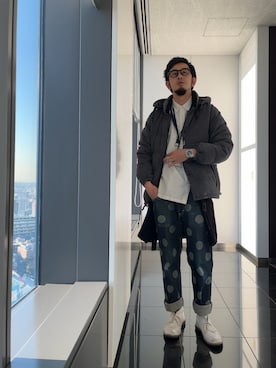 「ロールアップ」｜「アイテム（ダウンジャケット/コート）」を使った、n@oyaさん（メンズ・174cm）の冬コーディネート