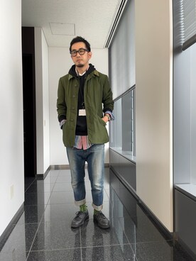 「ロールアップ」｜「アイテム（ミリタリージャケット）」を使った、n@oyaさん（メンズ・174cm）の春コーディネート