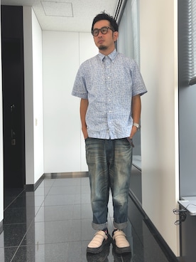 「アイテム（スリッポン）」を使った、n@oyaさん（メンズ・174cm）の夏コーディネート