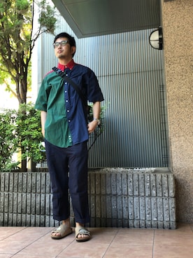 「BASISBROEK（バシスブルック）のアイテム（パンツ）」を使った、n@oyaさん（メンズ・174cm）の夏コーディネート