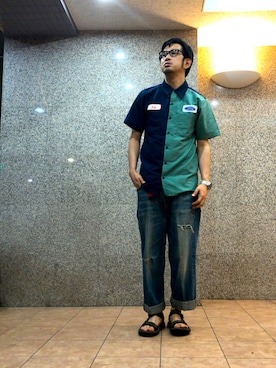 「ELATE（イレイト）のアイテム」を使った、n@oyaさん（メンズ・174cm）の夏コーディネート