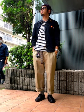 「ロールアップ」｜「アイテム（カバーオール）」を使った、n@oyaさん（メンズ・174cm）の秋コーディネート