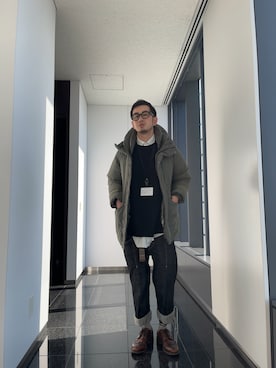 「ロールアップ」｜「アイテム（ダウンジャケット/コート）」を使った、n@oyaさん（メンズ・174cm）の冬コーディネート