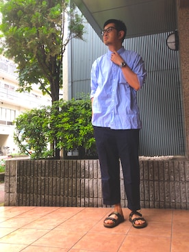 「BASISBROEK（バシスブルック）のアイテム（パンツ）」を使った、n@oyaさん（メンズ・174cm）の夏コーディネート