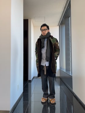 「nonnative（ノンネイティブ）のアイテム（スラックス）」を使った、n@oyaさん（メンズ・174cm）の冬コーディネート
