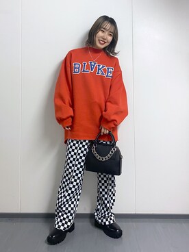 「PBLIM（ページボーイリム）のアイテム（スラックス）」を使った、ハルさん（レディース・153cm）の秋コーディネート