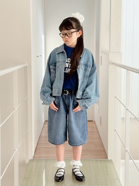 「GU（ジーユー）のアイテム（ジャケット/アウター）」を使った、sui_mmyさん（キッズ・137cm）の春コーディネート