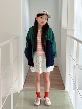 「アイテム（スカート）」を使った、sui_mmyさん（キッズ・137cm）の春コーディネート