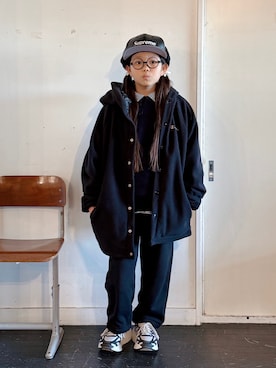 「Supreme （シュプリーム）のアイテム（キャップ）」を使った、sui_mmyさん（キッズ・133cm）の冬コーディネート