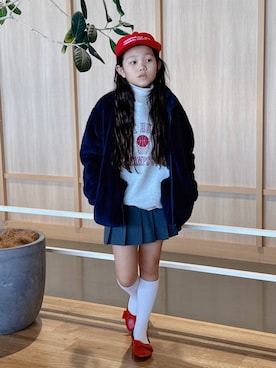 「アイテム（スカート）」を使った、sui_mmyさん（キッズ・133cm）の冬コーディネート