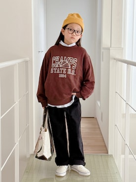「アイテム（トートバッグ）」を使った、sui_mmyさん（キッズ・133cm）の秋コーディネート