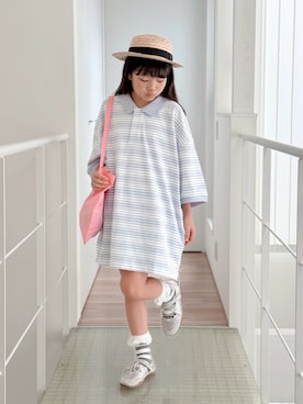 「アイテム（トートバッグ、ピンク系）」を使った、sui_mmyさん（キッズ・139cm）の夏コーディネート