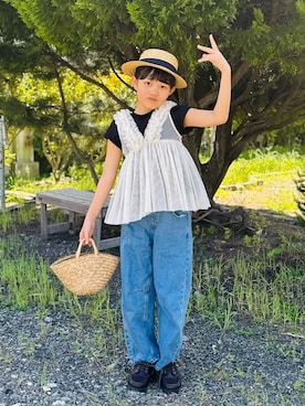 「coca（coca）（コカ）のアイテム（トップス）」を使った、sui_mmyさん（キッズ・139cm）の春コーディネート