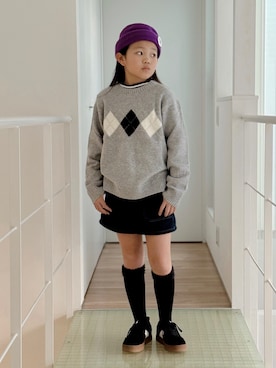 「アイテム（デニムスカート）」を使った、sui_mmyさん（キッズ・133cm）の秋コーディネート