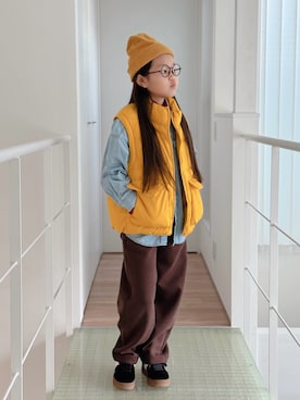 「アイテム（ダウンベスト）」を使った、sui_mmyさん（キッズ・133cm）の冬コーディネート