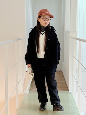 「PORTER（ポーター）のアイテム（バッグ）」を使った、sui_mmyさん（キッズ・133cm）の冬コーディネート