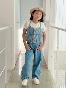 「Lee（リー）のLee / デニム ビスチェ（ベスト）」を使った、sui_mmyさん（キッズ・130cm）の夏コーディネート