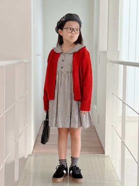 「アイテム（ハンチング/ベレー帽）」を使った、sui_mmyさん（キッズ・133cm）の秋コーディネート