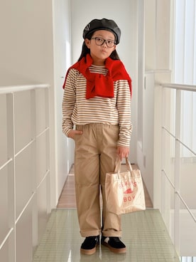 「アイテム（チノパンツ）」を使った、sui_mmyさん（キッズ・133cm）の秋コーディネート