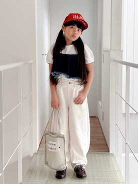 「アイテム（キャップ）」を使った、sui_mmyさん（キッズ・139cm）の春コーディネート