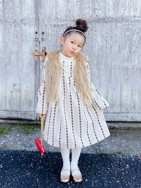 「おめかしコーデ」｜「アイテム（バレエシューズ）」を使った、sui_mmyさん（キッズ・110cm）の冬コーディネート