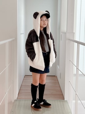 「アイテム（デニムスカート）」を使った、sui_mmyさん（キッズ・133cm）の秋コーディネート