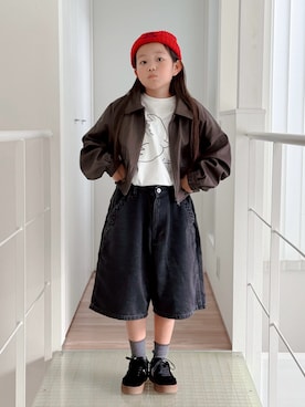 「アイテム（ブルゾン）」を使った、sui_mmyさん（キッズ・133cm）の秋コーディネート