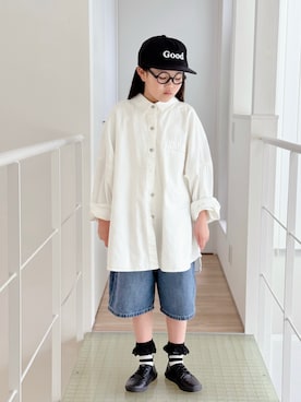 「green label relaxing（グリーンレーベルリラクシング）のウィングチップスニーカー 16.5-23cm（ドレスシューズ、ブラック系）」を使った、sui_mmyさん（キッズ・139cm）の春コーディネート