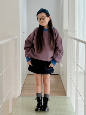 「アイテム（デニムスカート）」を使った、sui_mmyさん（キッズ・133cm）の秋コーディネート