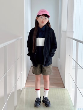 「GU（ジーユー）のアイテム（パンツ）」を使った、sui_mmyさん（キッズ・137cm）の春コーディネート