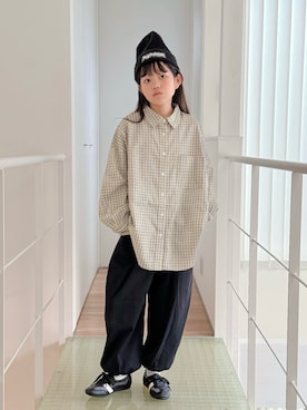 「Supreme （シュプリーム）のアイテム（帽子）」を使った、sui_mmyさん（キッズ・142cm）の秋コーディネート
