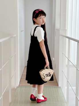 「BEAMS BOY（ビームスボーイ）のBEAMS BOY / オペラ パンプス（パンプス、レッド系）」を使った、sui_mmyさん（キッズ・139cm）の春コーディネート