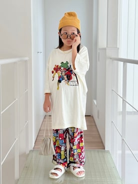 「BIRKENSTOCK（ビルケンシュトック）のBIRKENSTOCK Arizona EVA (ビルケンシュトック 　アリゾナ)(2colors)(129421 129423 129441 129443 )（サンダル）」を使った、sui_mmyさん（キッズ・130cm）の夏コーディネート