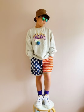 「アイテム（ハット、ブラウン系）」を使った、sui_mmyさん（キッズ・151cm）の春コーディネート