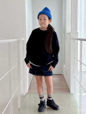 「アイテム（デニムスカート）」を使った、sui_mmyさん（キッズ・133cm）の秋コーディネート