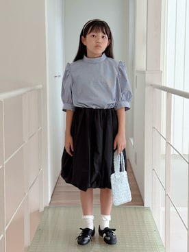 「アイテム（かごバッグ、ブルー系）」を使った、sui_mmyさん（キッズ・139cm）の夏コーディネート