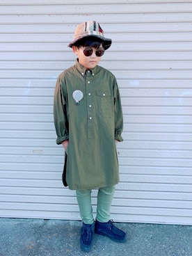 「BEAMS BOY（ビームスボーイ）のアイテム（ブーツ）」を使った、sui_mmyさん（キッズ・140cm）の秋コーディネート
