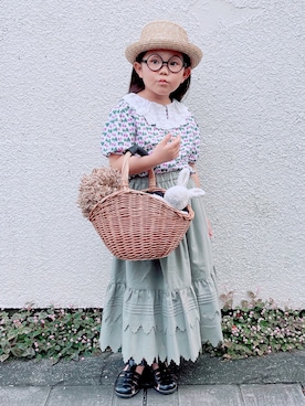 「no brand（ノーブランド）のアイテム（かごバッグ）」を使った、sui_mmyさん（キッズ・110cm）の春コーディネート