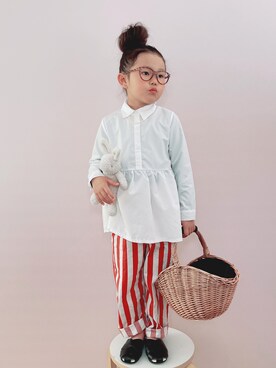 「no brand（ノーブランド）のアイテム（かごバッグ）」を使った、sui_mmyさん（キッズ・110cm）の春コーディネート