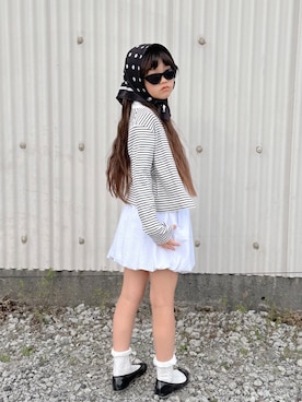 「UNIQLO（ユニクロ）のアイテム（カーディガン/ボレロ、ブラック系）」を使った、sui_mmyさん（キッズ・139cm）の春コーディネート