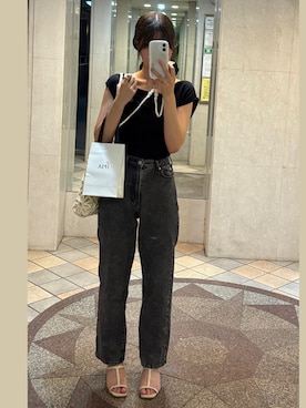 「GRL（グレイル）のアイテム（Tシャツ/カットソー）」を使った、めるさん（レディース・166cm）の夏コーディネート