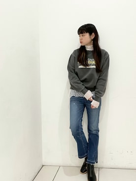 「アイテム（スウェット）」を使った、ISAさん（レディース・160cm・30代）の冬コーディネート