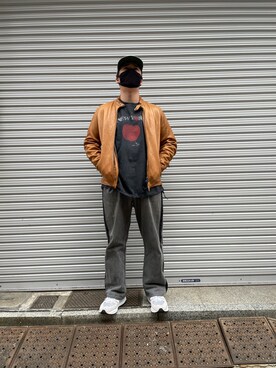 「NCB neat caprice brand（エヌシービーニートカプリスブランド）のアイテム（ライダースジャケット）」を使った、あかおさん（メンズ・171cm）の秋コーディネート