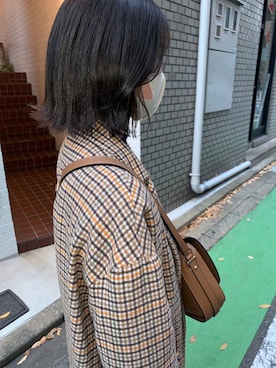 「LAKOLE（ラコレ）のアイテム（チェスターコート）」を使った、マヨ子さん（レディース・153cm）の冬コーディネート