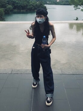 「アイテム（食器/キッチン、ブルー系）」を使った、煞氣福仔さん（レディース・155cm）の夏コーディネート